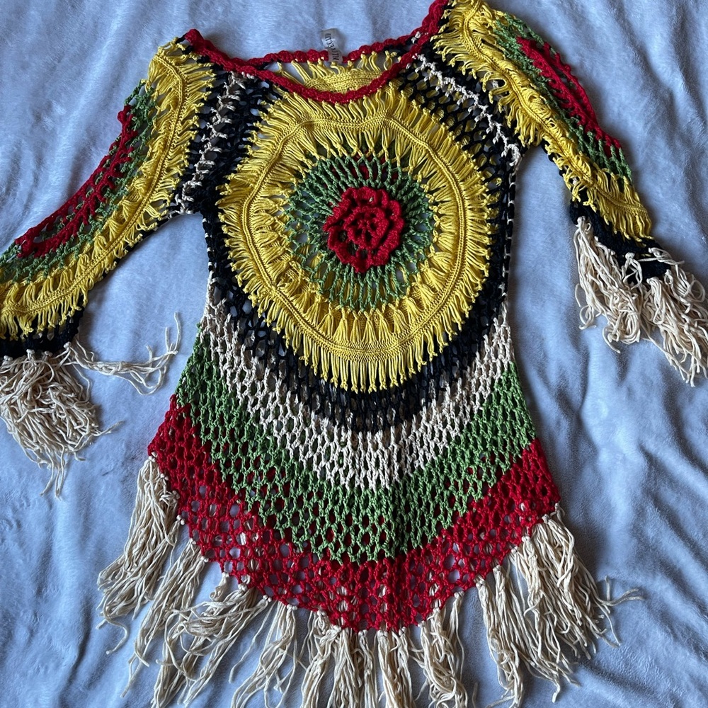 Amazing&Vibrant Rose Crochet Swim Coverup
